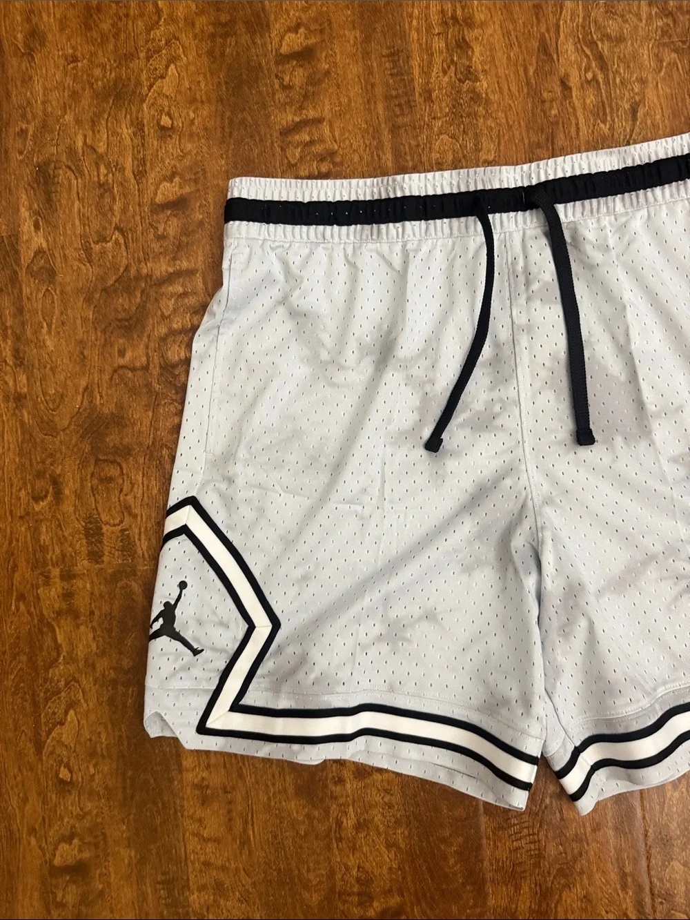Jordan Men's Light Gray Basketball Shorts with Black Accents